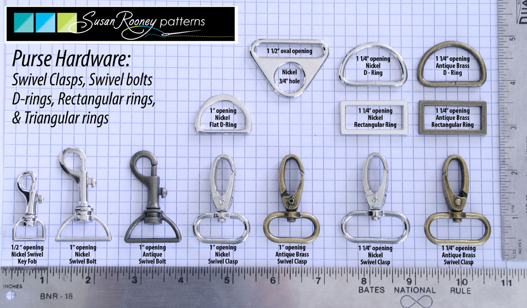 Purse hardware,swivel clasps & bolts, D-rings etc! – Susan Rooney Patterns